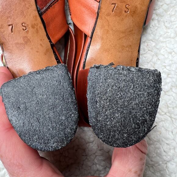 Van Eli Europa Leather Rust Sling Back Heels 7 - Picture 10 of 10